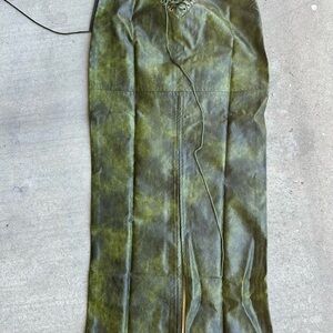 Women’s XS pleather green and black Maxi Fitted skirt